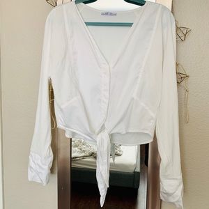 Zara Crop Front Tie Blouse